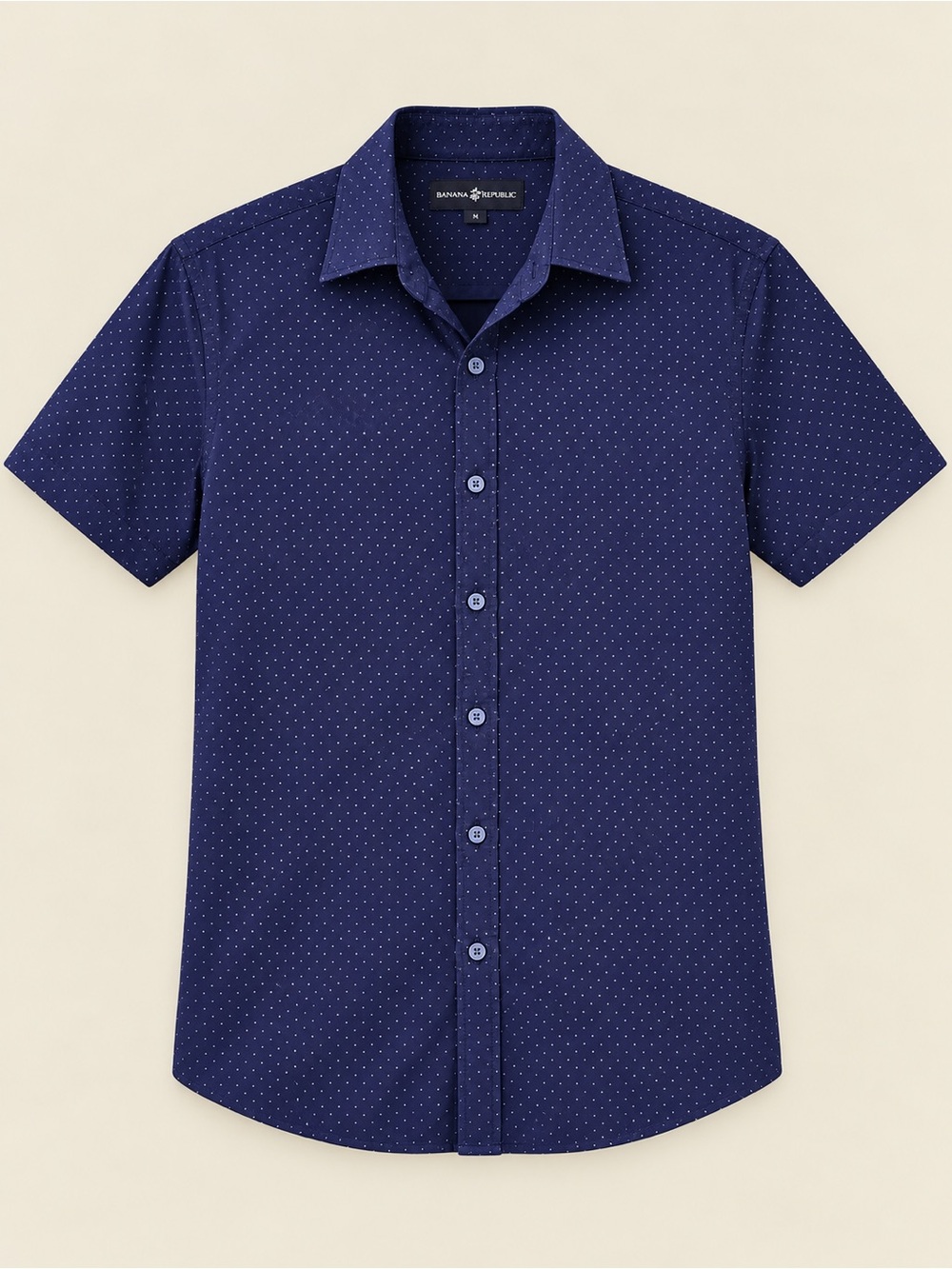 Beverly Hills Polo Club Navy Short-Sleeve Dot Button-Down Shirt